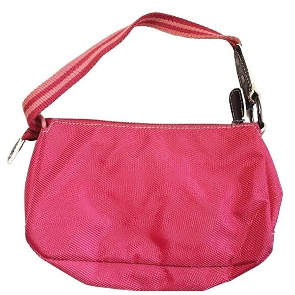 Tommy Hilfiger Small Raspberry & Brown Zip Top Purse Tassels - Picture 2 of 9